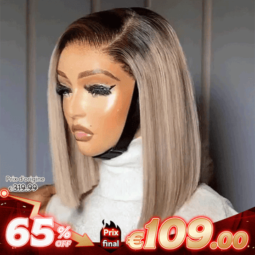 Facile à Porter 3 Secondes Glueless 13x4 Couleur Gris Thé Au Lait Perruque Bob Sans Colle Lisse