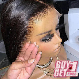 𝑩𝒖𝒚 1 𝑮𝒆𝒕 1 𝑭𝒓𝒆𝒆💥 Frontale Dentelle HD 13x4 13x6 Perruque Brésilienne Lisse