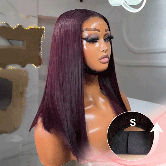 Soyeux Glueless Couleur Violet Foncé 5x5 Nœuds Blanchis Bob Perruque Sans Colle Lisse