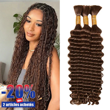 Couleur Brun Chocolat Extensions De Cheveux Humains Bouclés Profonds Pour Tressage Bohème