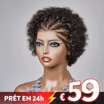 𝐏𝐫𝐞̂𝐭 𝐞𝐧 𝟐𝟒𝐡⚡Pré-tresse Patron Mature Boucle Afro 3 Couleur 13x4 Dentelle Bob Perruque Cheveux