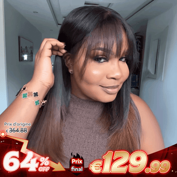 Glueless Mèches Brun Couleur 13x4/4x4 Perruque Sans Colle Cheveux Humains Lisse