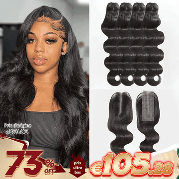Fermeture Mono Top Gratuite Tissage Cheveux Bruts Body Wave Extensions