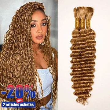 Couleur Blond Miel 27# Extensions De Cheveux Humains Bouclés Profonds Pour Tressage Bohème