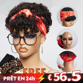 Glueless 3s Jeter & partir Bob Bandeau Avec Franges Perruque Sans Colle Bouclé