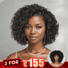 2 𝑭𝑶𝑹 €155.88🔥8"Glueless Courte Bouclée Bob+10"Glueless Bouclée Avec Franges Bob Perruque Sans Colle