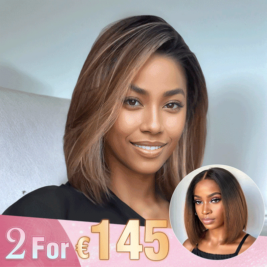 2 𝑭𝑶𝑹 €145🔥 Chic Vente À Chaud Pré-épilé Bob Perruque Qualité Supérieure Cheveux Humains