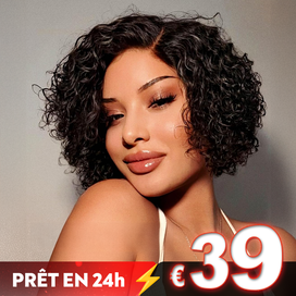 𝐏𝐫𝐞̂𝐭 𝐞𝐧 𝟐𝟒𝐡⚡Tendances Courte Bob Perruque 13x4 Dentelle Bouclé Cheveux Humains