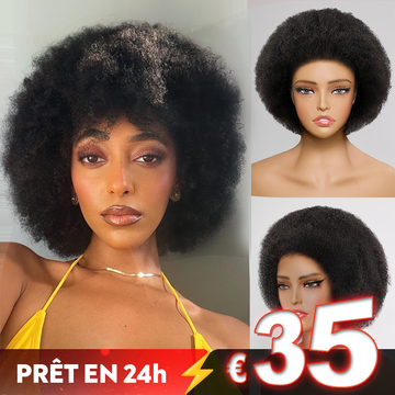 𝐏𝐫𝐞̂𝐭 𝐞𝐧 𝟐𝟒𝐡⚡Afro Bouclé Glueless Bob Wear Go Perruque Sans Colle Cheveux Humains