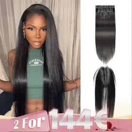 2 𝑭𝑶𝑹 €144🔥Extensions 18"-22" Lisse Cheveux À Clips Morceaux 125g 9pcs