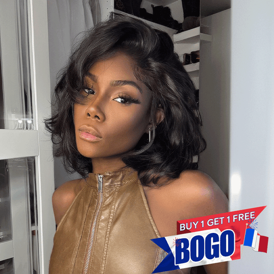 𝑩𝒖𝒚 1 𝑮𝒆𝒕 1 𝑭𝒓𝒆𝒆💥 7x4 Couche C Partie Glueless Brun Caramel Blond Mixte/Naturel Bob Perruque Sans Colle
