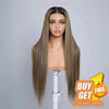 𝑩𝒖𝒚 1 𝑮𝒆𝒕 1 𝑭𝒓𝒆𝒆💥Chic Parisien Glueless 13x4 Ombre Highlight Perruque Sans Colle Lisse 250% Densité