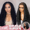 2 𝑭𝑶𝑹 €158🔥 36" Perruque Tressée Bohème En Dentelle Intégrale + Chic Bob Synthétique
