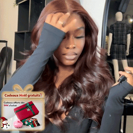 Brillante Glueless Couleur Brun Foncé Rougeâtre 13x4 Perruque Sans Colle Body Wave Casquette À Cordon Flexi-Fit