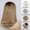 Ready to Wear Glueless Couleur Ombre Thé Lait Dégradé Lisse Perruque Sans Colle Bob Avec Frange