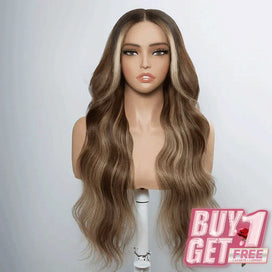 𝑩𝒖𝒚 1 𝑮𝒆𝒕 1 𝑭𝒓𝒆𝒆💥Style Charmant Glueless Luxe Couche 13x4 Highlight Perruque Sans Colle Ondulé 250% Densité