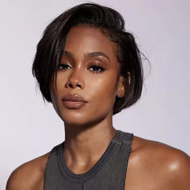 𝐏𝐫𝐞̂𝐭 𝐞𝐧 𝟐𝟒𝐡⚡Montage Facile Rapide Perruque Noir Coupe Pixie 13x4 Dentelle Lisse Cheveux Humains