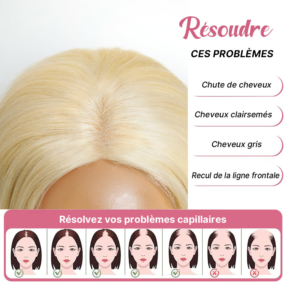 Hair topper 613 Blond Dentelle 5x5 6x6 Postiche Top Piece Marron 5 Clips Intégrés (Ceci n'est pas une perruque)