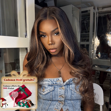 Glueless Luxe Couche 13x4 Highlight Perruque Sans Colle Ondulé Cheveux Humains Wear Go 250% Densité