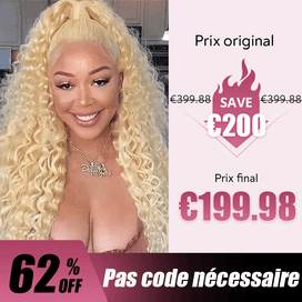 🔥𝟔𝟐% 𝐎𝐅𝐅 Perruque 13x6 Frontale Dentelle Couleur #613 Blonde Curly Wave Bouclé (Derniers 3)