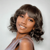 3x1 Dentelle Couleur Chocolat Noir  Bob Perruque Longueur Epaules Loose Wave Avec Frange