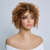 𝐏𝐫𝐞̂𝐭 𝐞𝐧 𝟐𝟒𝐡⚡ Perruque Sans Colle Kinky Curly Brune Courte Irrégulière Avec Frange