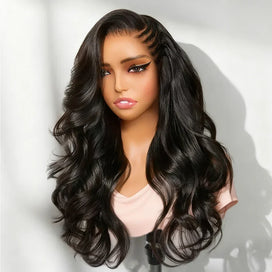 Naturel Glueless Pré-Tressé Sur Le Côté 13x4 Perruque Sans Colle Body Wave Cheveux Humains