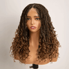 Perruque Tressée Bohème Ombre Brun En Dentelle Intégrale Avec Cheveux Bébé Synthétique 300% Densité