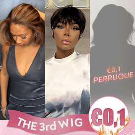 𝟑ᵉ 𝐩𝐞𝐫𝐫𝐮𝐪𝐮𝐞 𝐚̀  €𝟎,𝟏🔥Couche 7x4 Glueless Bob Perruque Sans Colle 10"+Glueless Pixie Perruque Straight Taille Modèle