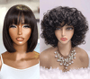 2 𝑭𝑶𝑹 €99🔥8"Lisse Avec Frange Bob+8"Soyeux Lisse 2x6 Dentelle/Noir Boucles Rebondies/Boucle Afro/Marron Boucles Rebondies Perruque