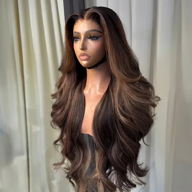 𝑩𝒖𝒚 1 𝑮𝒆𝒕 1 𝑭𝒓𝒆𝒆💥Glueless Couleur Highlight Burn Wear & Go 4x4 Perruque Sans Colle Body Wave 250% Densité