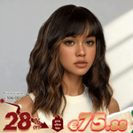 Bob Curly Wig with Bangs Black #4/27 Color 200% Density