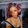 Perruque Bob Glueless 99J Ombré 5x5 Carré Bouclé Dégradé Rouge Bourgogne 250% Boucles Volumineuses