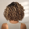 Glueless Couleur Mèches Blondes & Noir Naturel 7x4 Wear Go Perruque Sans Colle Bouclé