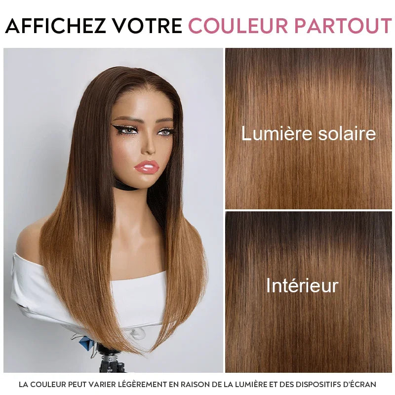 Bob Lisse Soyeux Ombré 4/27 Densité 250% 4x4 Glueless Perruque Volume de la Racine aux Pointes