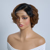 4x4 Légèrement Ondulé Raie Sur Le Côté Glueless Sans Colle Perruque Short Bob Wavy