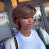 4x4 Glueless Perruque Kinky Straight Mocha Bob Dégradé Effet Brushing Style Glamour San Colle