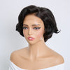 Perruque Short Bob Wavy Noir Naturel 5x5 Dentelle HD 8" Légèrement Ondulé Raie Sur Le Côté Glueless Sans Colle