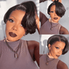 𝓑𝓾𝔂 𝟏 𝓖𝓮𝓽 𝟏𝟏💗Perruque Pixie Cut 13x4 Dentelle Frontale Noir Lisse+13x1 Dentelle Bouclé Noir Pixie