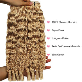 Extensions De Cheveux Boucles Birmans Couleur Blond Miel 100 % Naturels Tissage Brut Non Traité