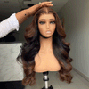 Glueless Sans Nœud Couleur Brun Ombré 4x4 Perruque Sans Colle Body Wave 250% Densité