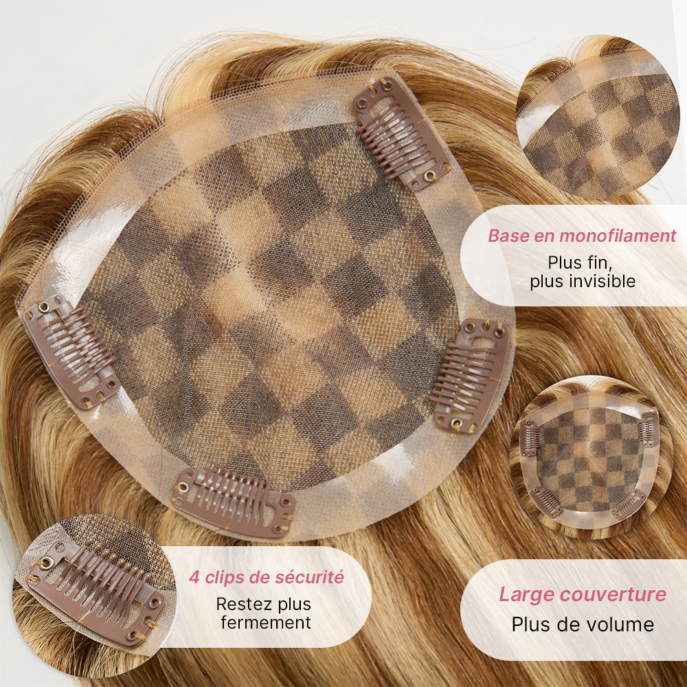 Volumateur Méché 4/27 Dentelle 5x5 à 5 Clips Finitions Effilées & Coupe Naturelle Complément capillaire
