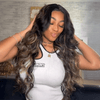 13x4 Glueless Magnifique Couleur Highlights Perruque Sans Colle Vague D'eau Cheveux Humains