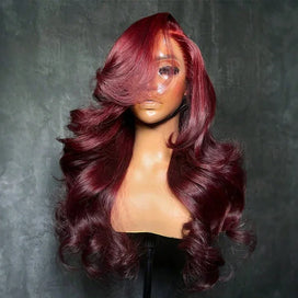 Glueless Pré-épilées Couleur Bordeaux 13x4 Perruque Sans Colle Body Wave Casquette Ajustable
