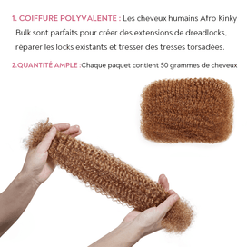Afro Kinkys Couleur Brun Miel Vrac Cheveux Humains Pour Extensions Dreadlocks Loc Repair Tressage