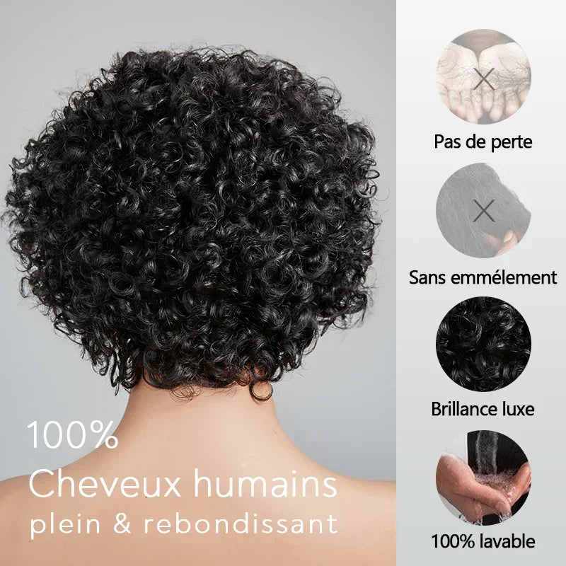 𝐏𝐫𝐞̂𝐭 𝐞𝐧 𝟐𝟒𝐡⚡Tendances Courte Bob Perruque 13x4 Dentelle Bouclé Cheveux Humains