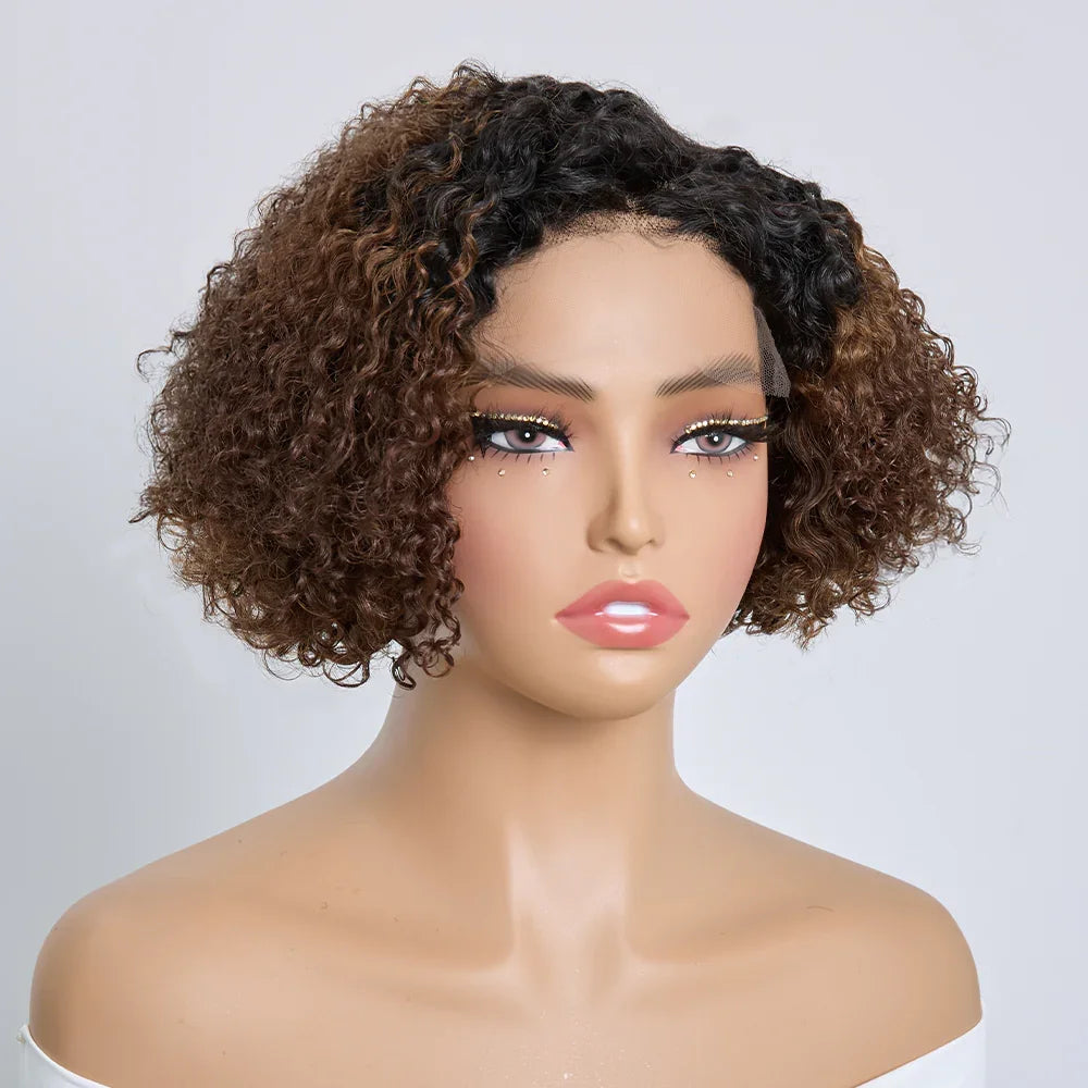 5x5 Glueless Volume de la Racine aux Pointes Bob Court Bouclé 8