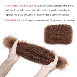 Afro Kinkys Couleur Auburn Foncé Vrac Cheveux Humains Pour Extensions Dreadlocks Loc Repair Tressage