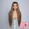 𝑩𝒖𝒚 1 𝑮𝒆𝒕 1 𝑭𝒓𝒆𝒆💥Chic Parisien Glueless 13x4 Ombre Highlight Perruque Sans Colle Lisse 250% Densité