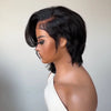 Perruque Full Lace Cheveux courts Asymétrique Style Side Part Mi-lutin Half Pixie